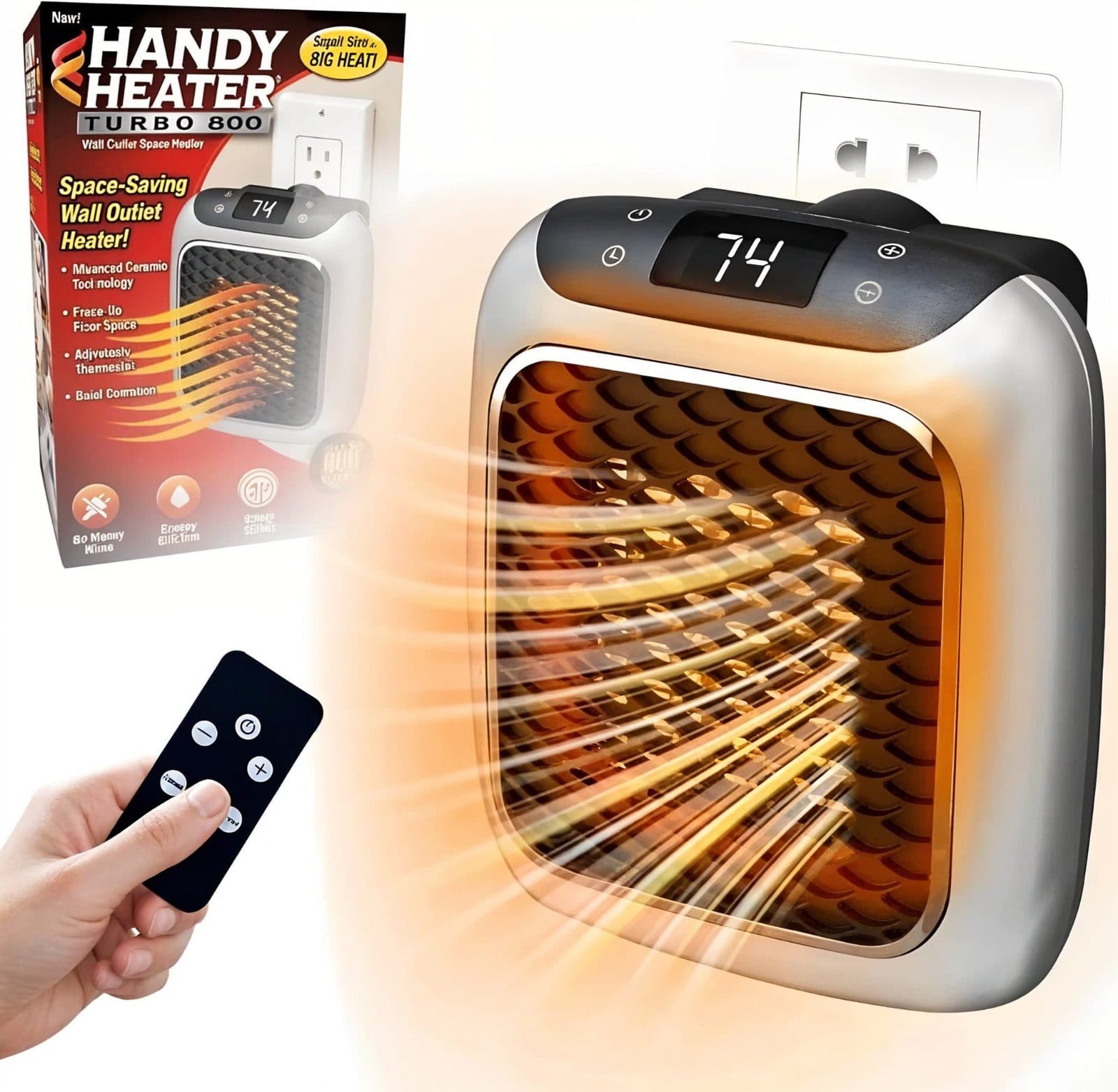 Chauffage soufflant céramique Thermostat réglable Handy Heater Turbo 800W
