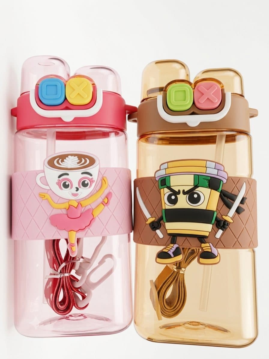 Bouteille d'eau pour enfants avec paille et sangle