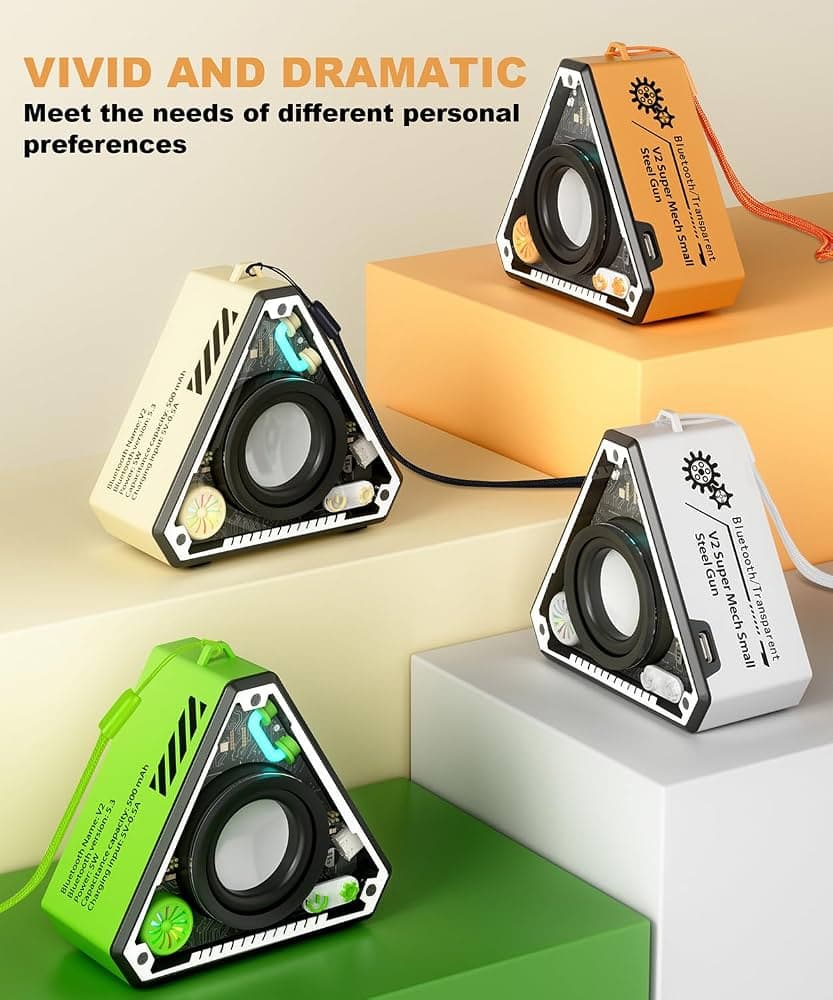 des mini-haut-parleurs Bluetooth portables au design transparent triangulaire