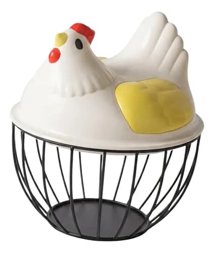 un panier de rangement pour œufs en forme de poule