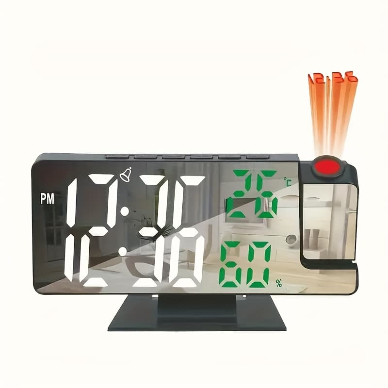 réveil numérique à projection LED et écran miroir de la marque Gaosiio, modèle DS-3718LW.