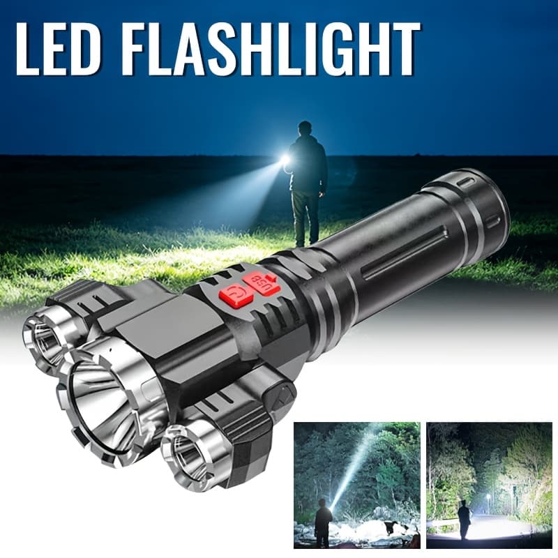 d'une lampe de poche Flashlight A36 à 3 LED, rechargeable par USB Type-C