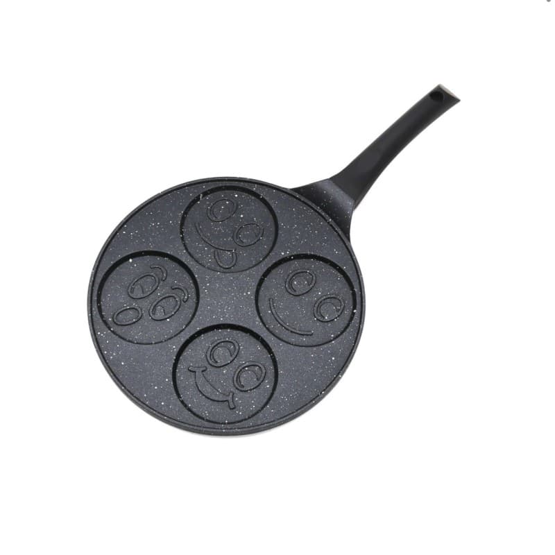 Poêle à pancakes smiley – 4 empreintes antiadhésives, compatible induction