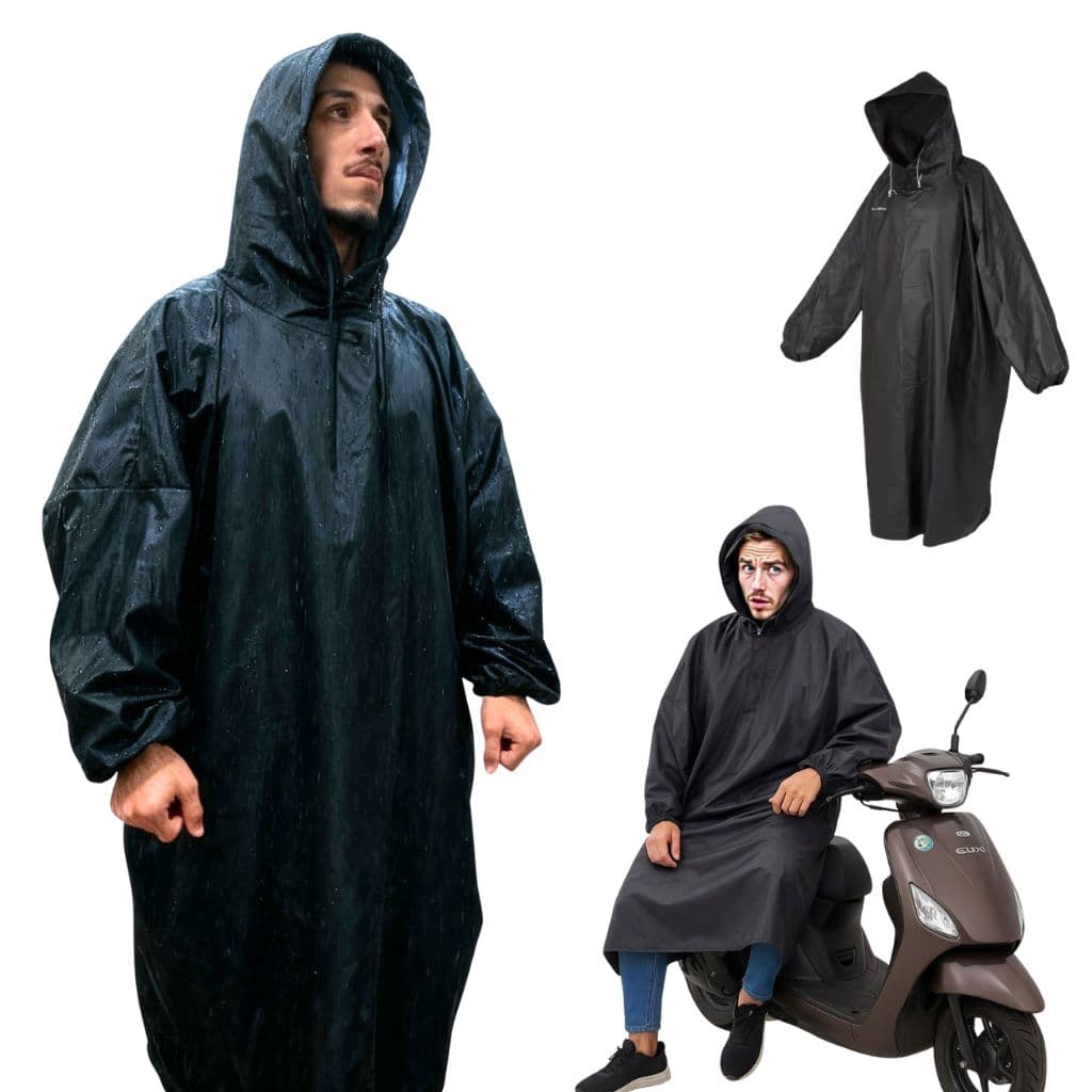 un poncho de pluie imperméable de couleur bleu marine