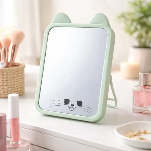 un petit miroir de maquillage portable et pliable....مرآة