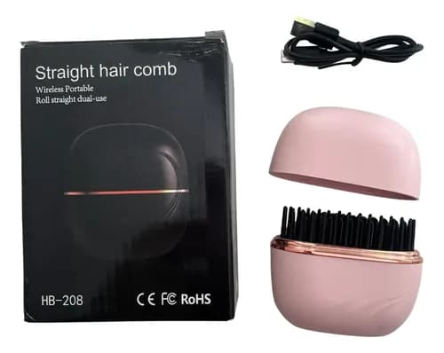 mini brosse lissante sans fil rechargeable par USB (modèle HB-208)....مشط