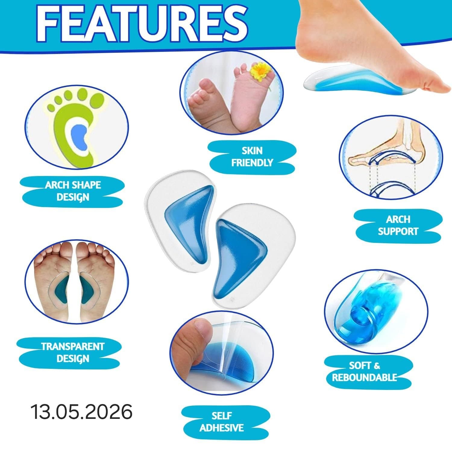 prothèse plantaire orthopédique pour enfants en gel de silicone