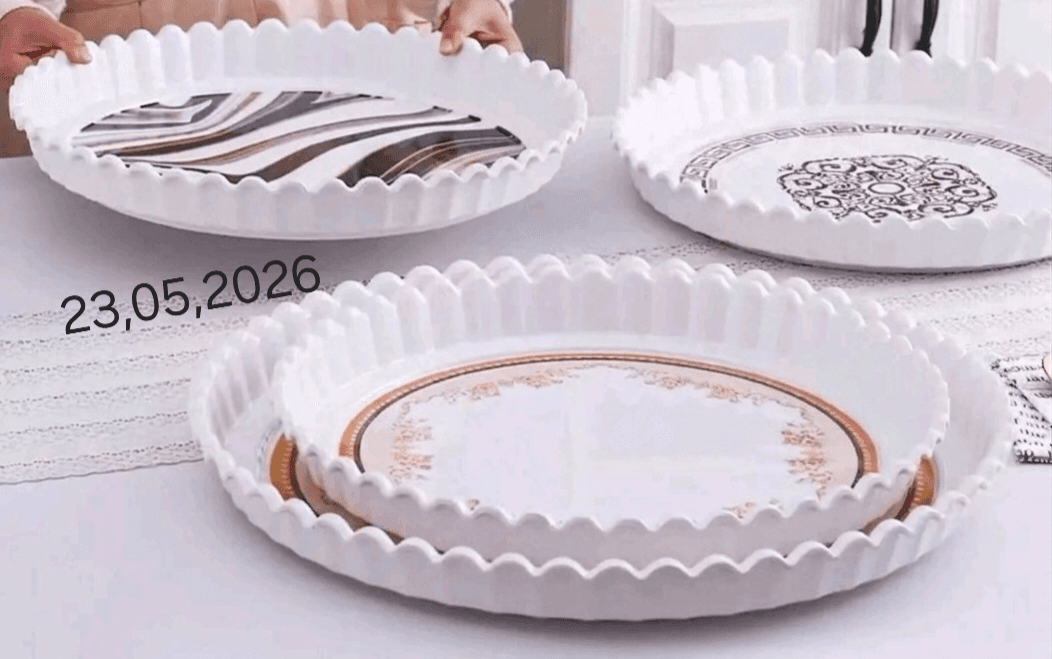 Plateau rond ondulé petite 🔔السيري فيها 12pcs