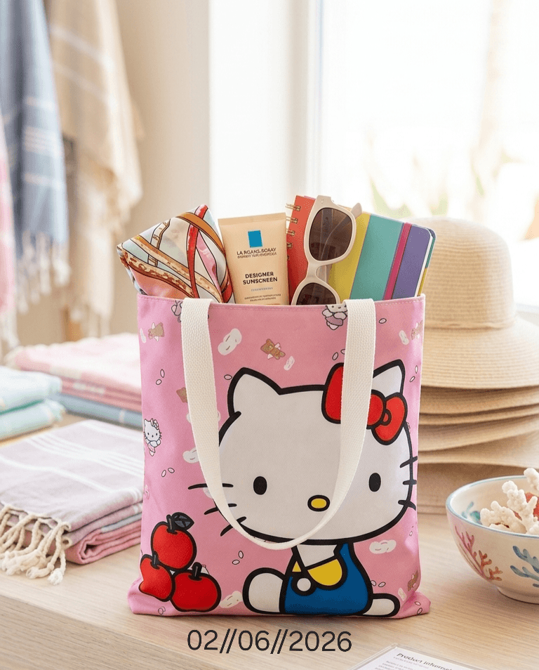 Sac cabas Hello Kitty en toile