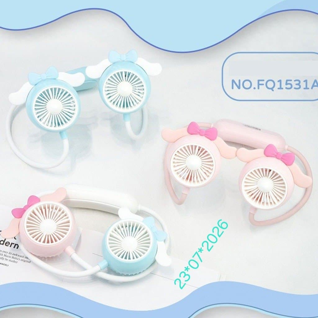 Mini ventilateur tour de cou double avec nœud papillon