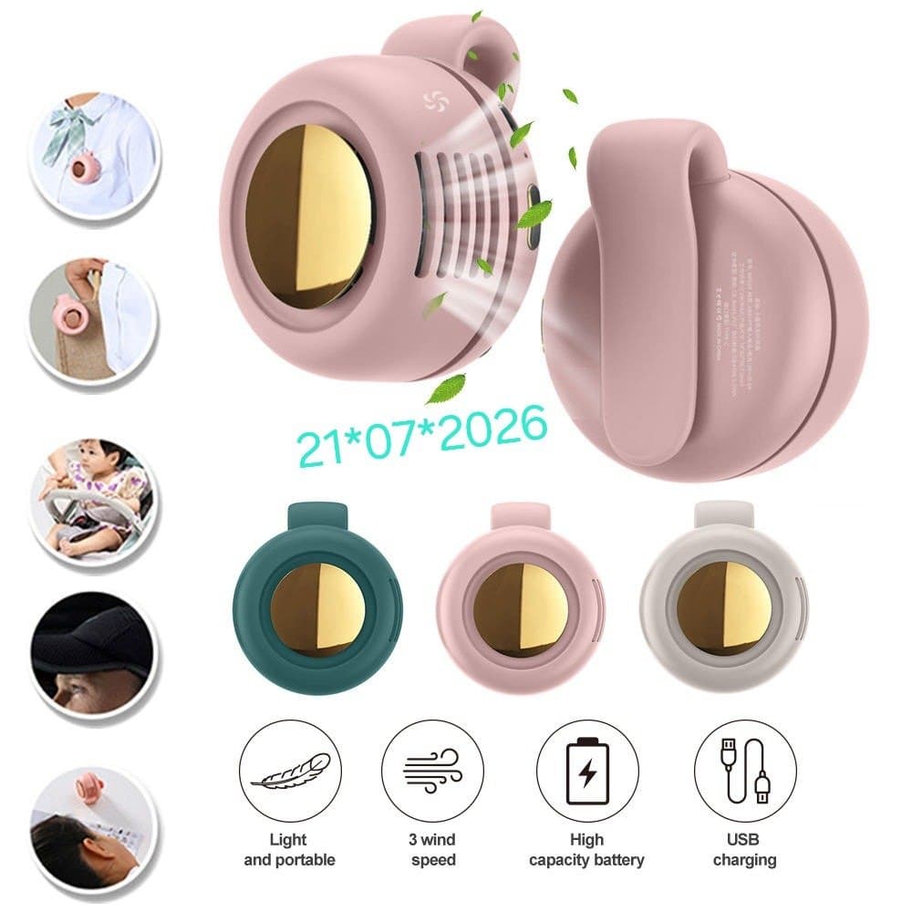 Mini ventilateur portable à clip pour vêtements et taille