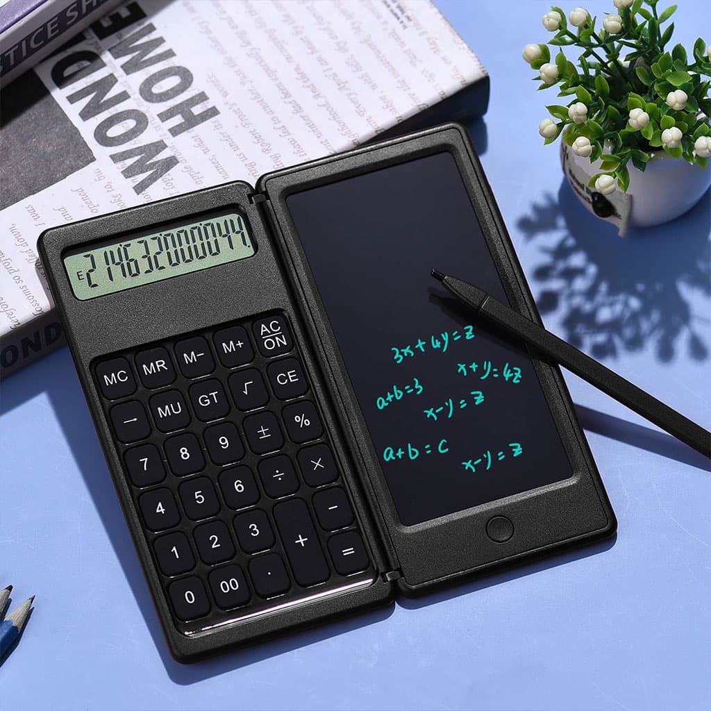 la calculatrice 12 chiffres avec bloc-notes LCD intégré